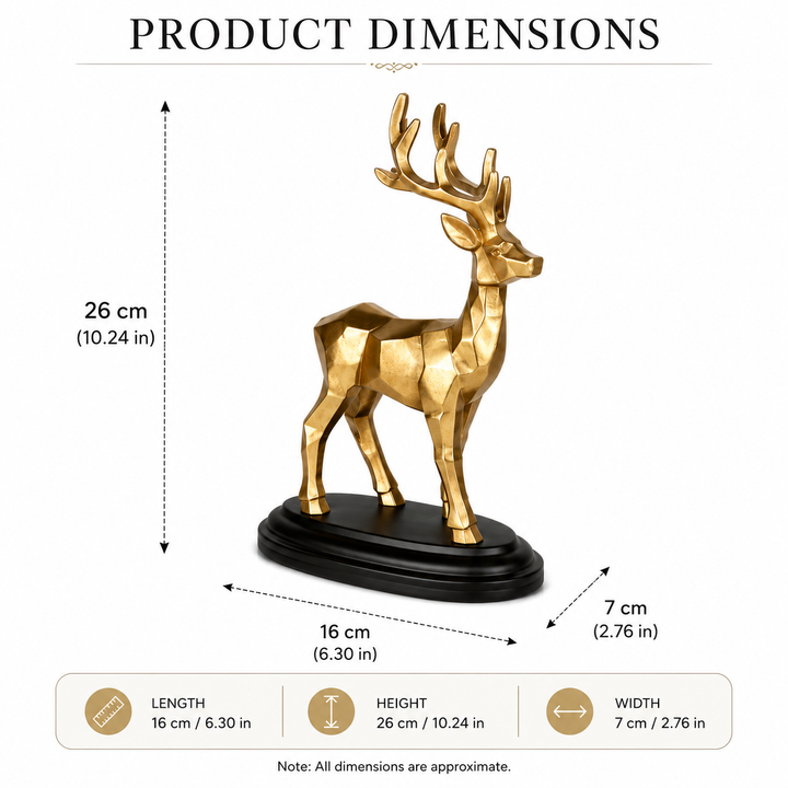 Expobazaar Golden Metal Deer Sculpture for Home Decor