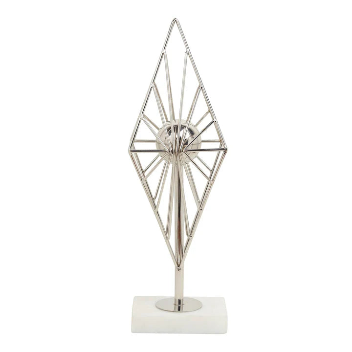 Diamond Prism Decor – Modern Silver Geometric Art for Tabletop