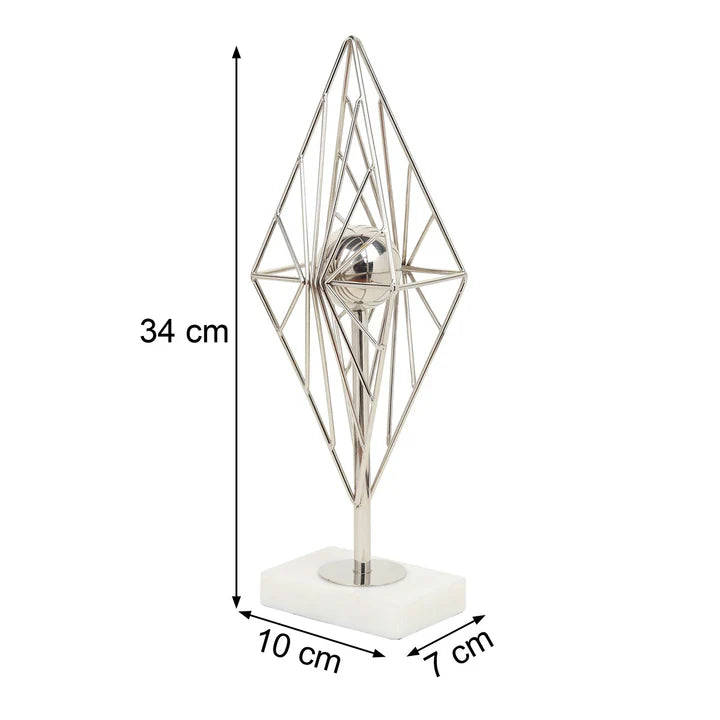 Diamond Prism Decor – Modern Silver Geometric Art for Tabletop