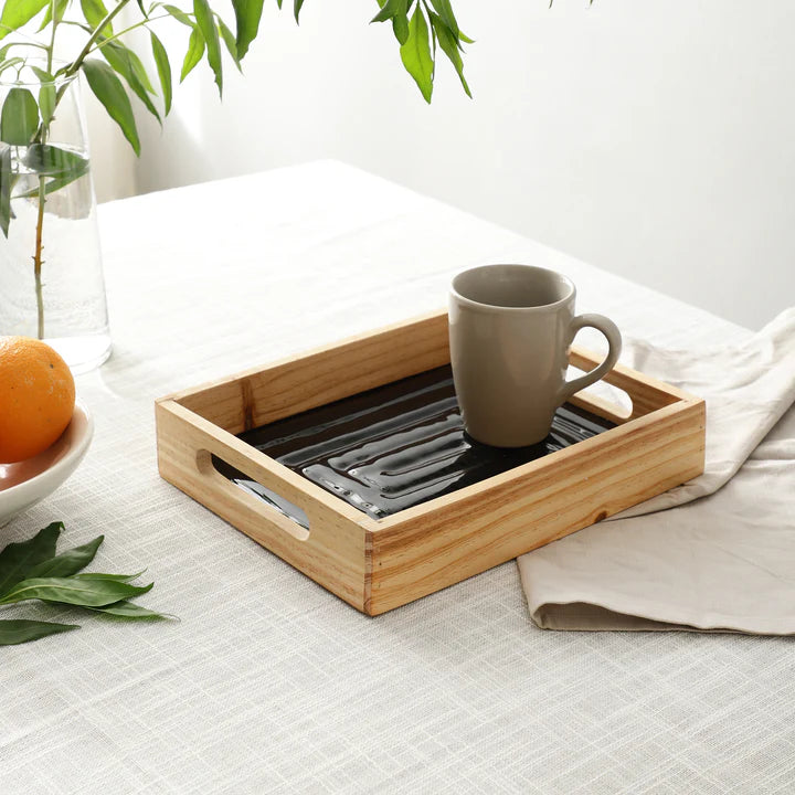 Elegant Hugo Black wooden Tray – Modern Design for Any Space