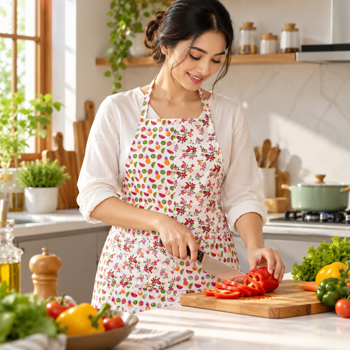 Expobazaar | Fruit Print Kitchen Apron Combo with Lunch Bag