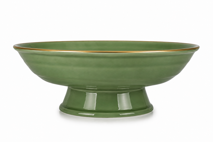 Green Ceramic Finish Cake Stand 12.5 Inch with Embossed Design
