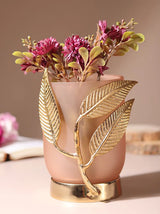 Versaleaf Glass Vase | Versatile Decorative Accent in Peach & Cream