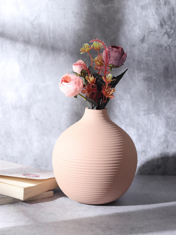 Bella Enamel Vase – Modern Botanical Charm in Peach, Blue & Pistachio