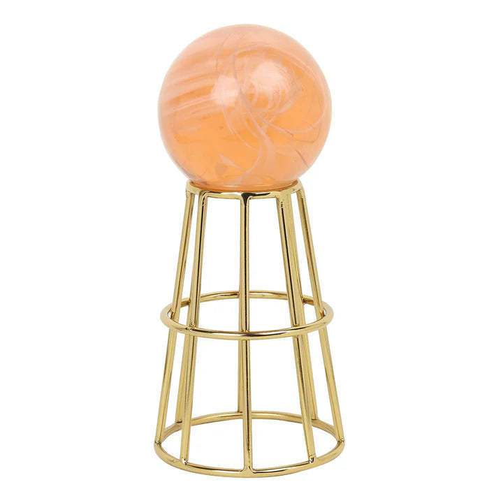 Crystal Orbs Pedestal with Peach Ball – Timeless Glow & Elegant Design
