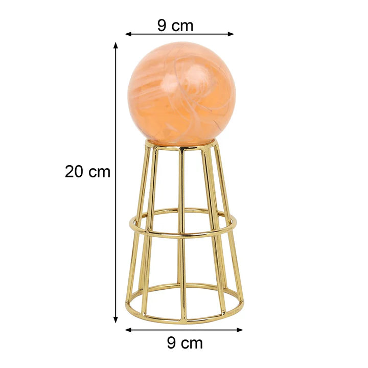 Crystal Orbs Pedestal with Peach Ball – Timeless Glow & Elegant Design