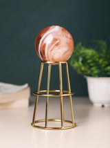 Crystal Orbs Pedestal with Peach Ball Sculpture | Timeless Glow