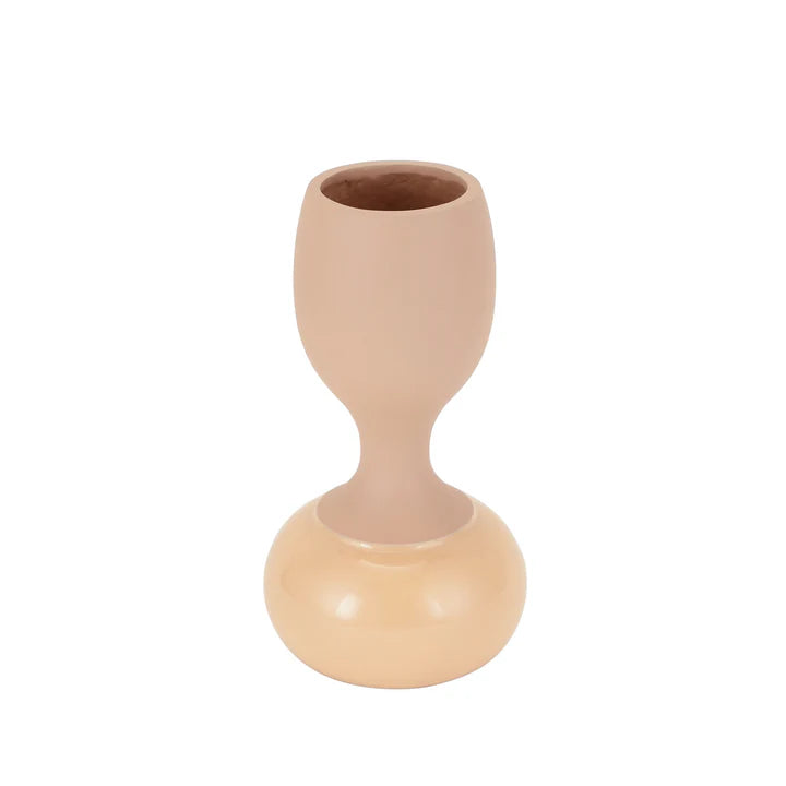 Chalice Enamel Vase – Elegant Black & Peach Glossy Enamel Design
