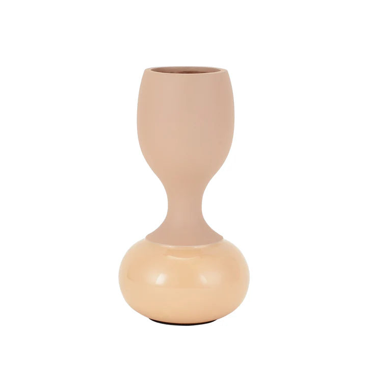 Chalice Enamel Vase – Elegant Black & Peach Glossy Enamel Design