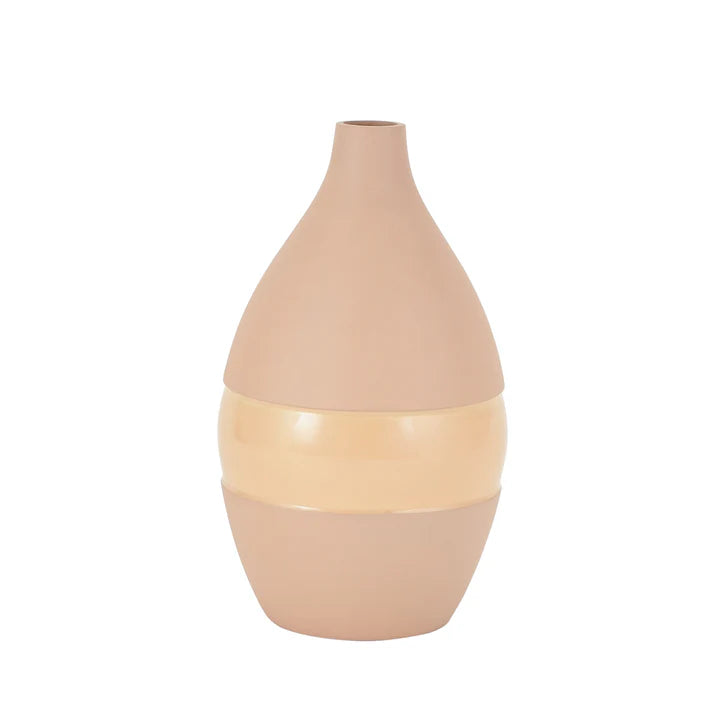 Vesera Enamel Vase – Petite Peach & Black Accent Piece for Your Home