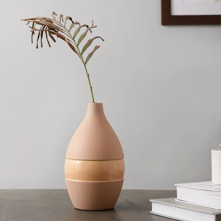 Vesera Enamel Vase – Petite Peach & Black Accent Piece for Your Home