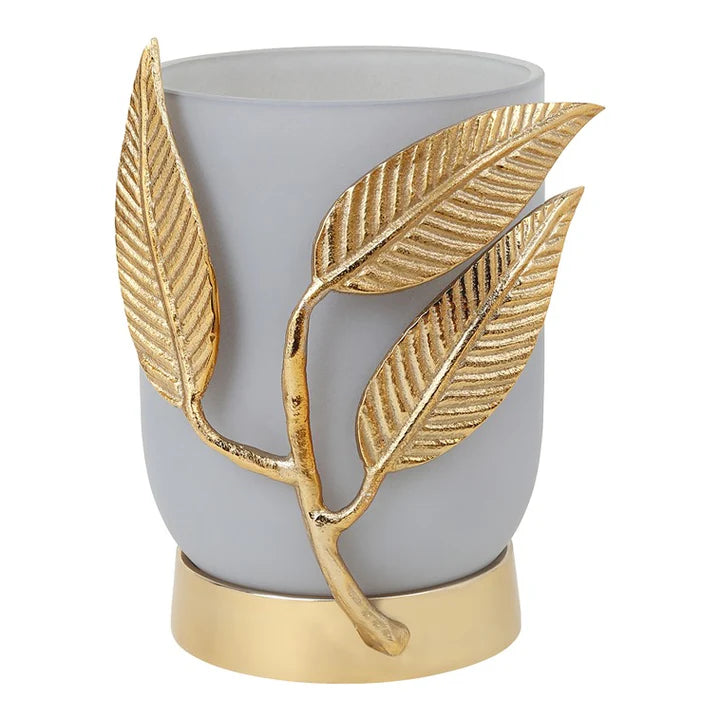 Versaleaf Glass Vase – Versatile Design with Grey & Gold Accents