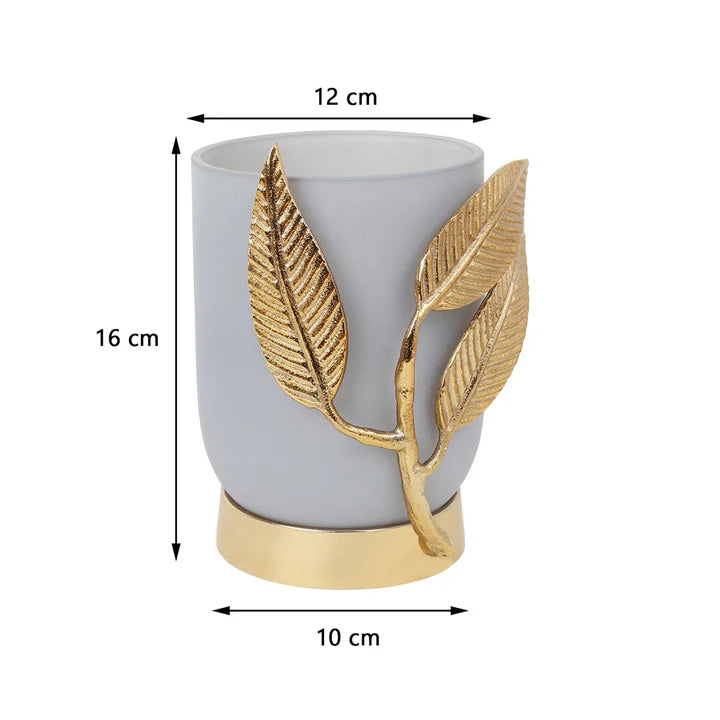 Versaleaf Glass Vase – Versatile Design with Grey & Gold Accents