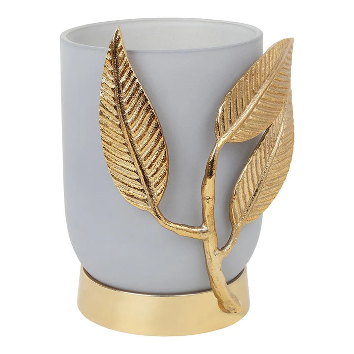 Versaleaf Glass Vase – Versatile Design with Grey & Gold Accents