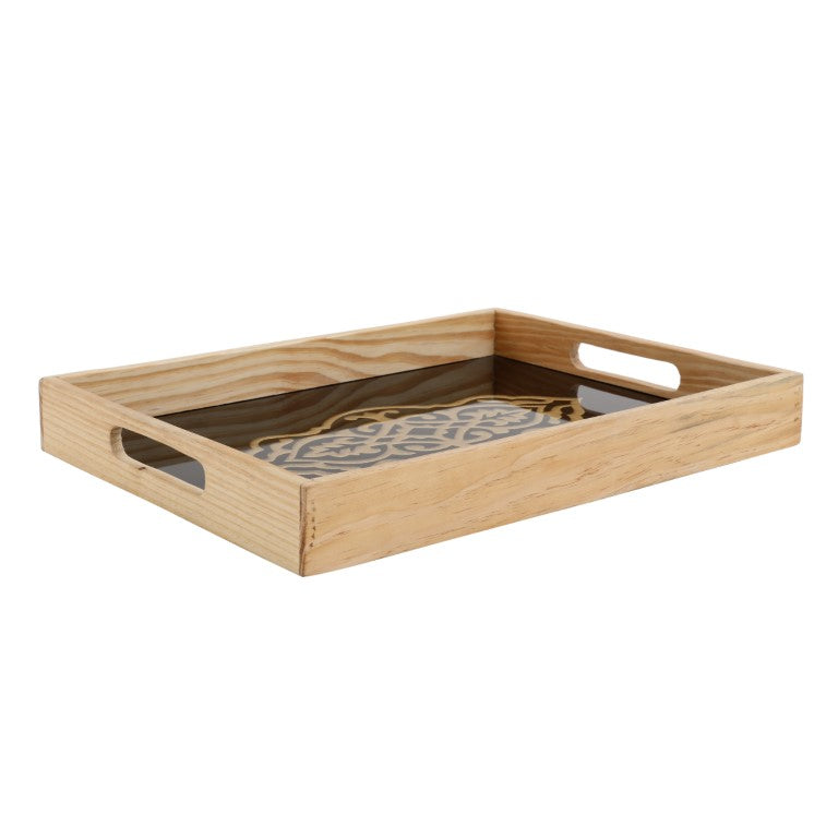 Zamora White Embossed Glass Tray | Elegant Serving Piece for Any Occasion